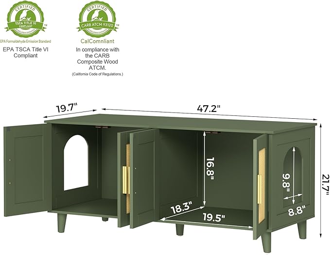 Homhedy Boho Cat Litter Box Enclosure