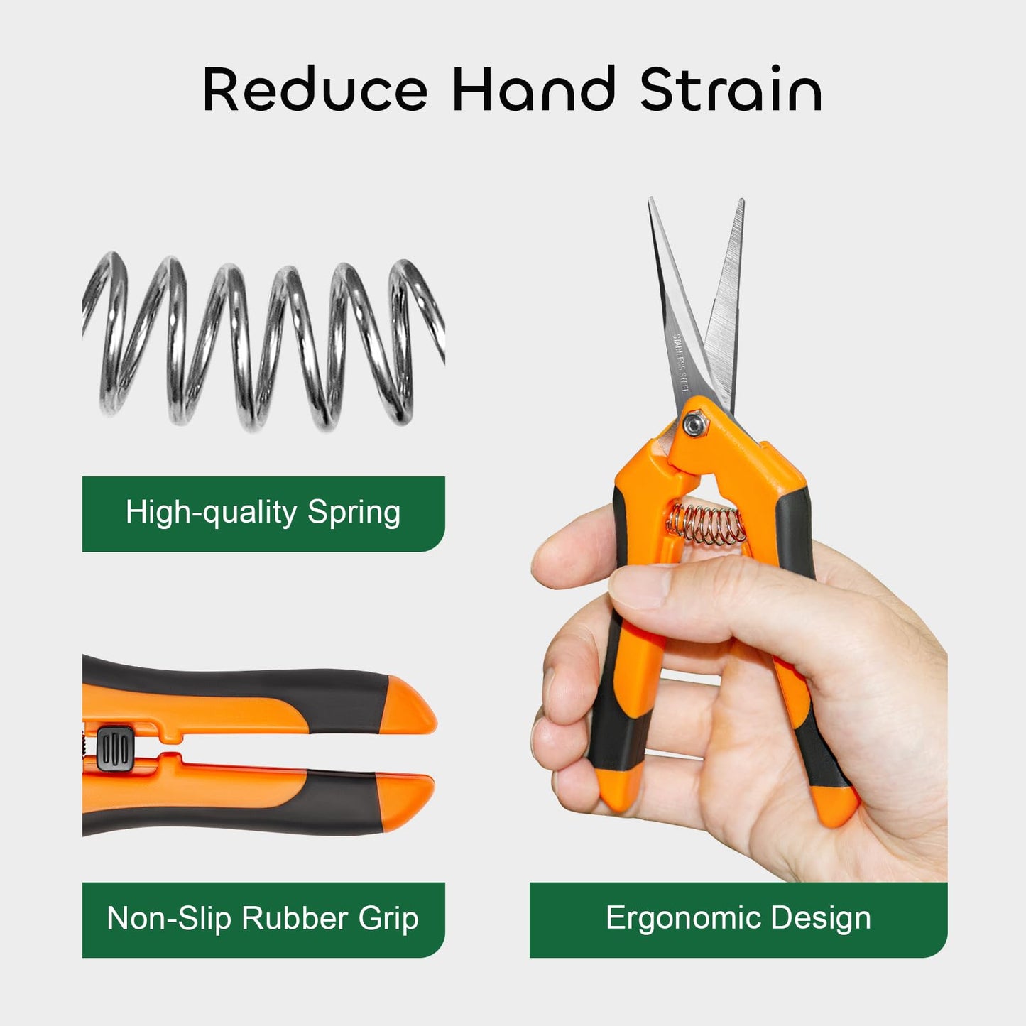 GROWNEER 3 Packs 6.5 Inch Pruning Shears Gardening Hand Pruning Snips Gardening Scissors with Straight Stainless Steel Precision Blades