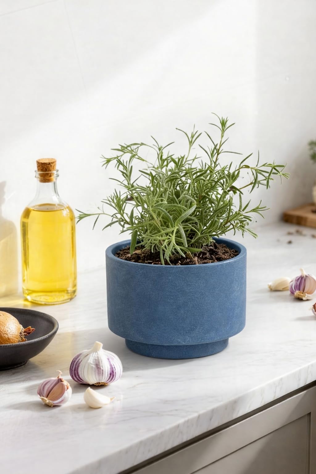 YBX YIBOXUAN Succulent Pots, 8 Inch + 6 Inch Plant Pots for Plants with Drainage Hole, Indoor Outdoor Ceramic Planter, Set of 2 Round Flower Pots for Succulent and Plants, Blue
