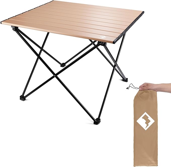VILLEY Portable Camping Side Table, Ultralight Aluminum Folding Beach Table