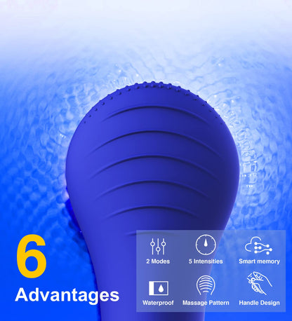 NågraCoola Electric Facial Cleansing Brush - Waterproof and Rechargeable, Exfoliates, Cleanses and Massages Skin - Light Blue