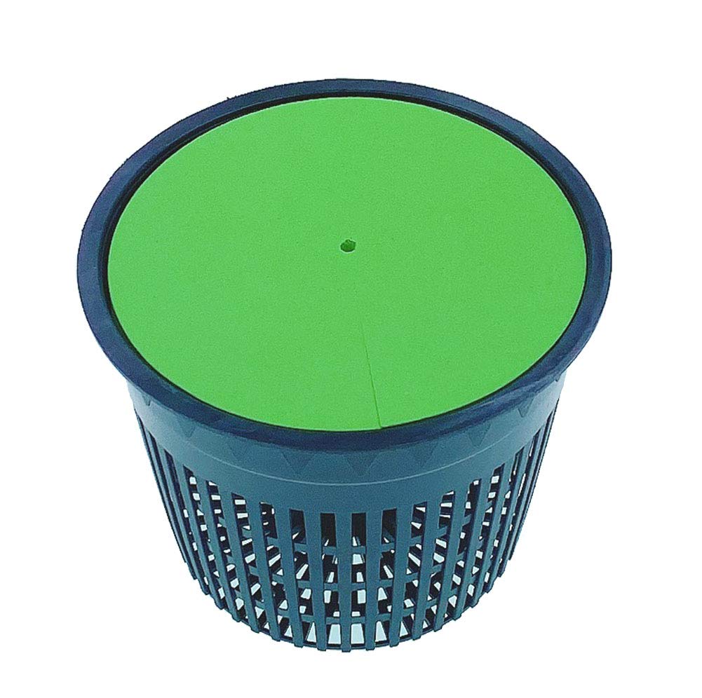 HORTIPOTS Net Pot 6 Inch Raised Center Bottom Mesh Sided with Free Reflective Lids Pack of 10
