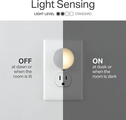 Lights by Night Night Lights Plug into Wall, 2-Pack, LED Plug in Nightlight, Warm White, Dusk to Dawn Sensor, Adults, Kids Room, Bedroom, Bathroom, Nursery, Hallway, Kitchen, 43950