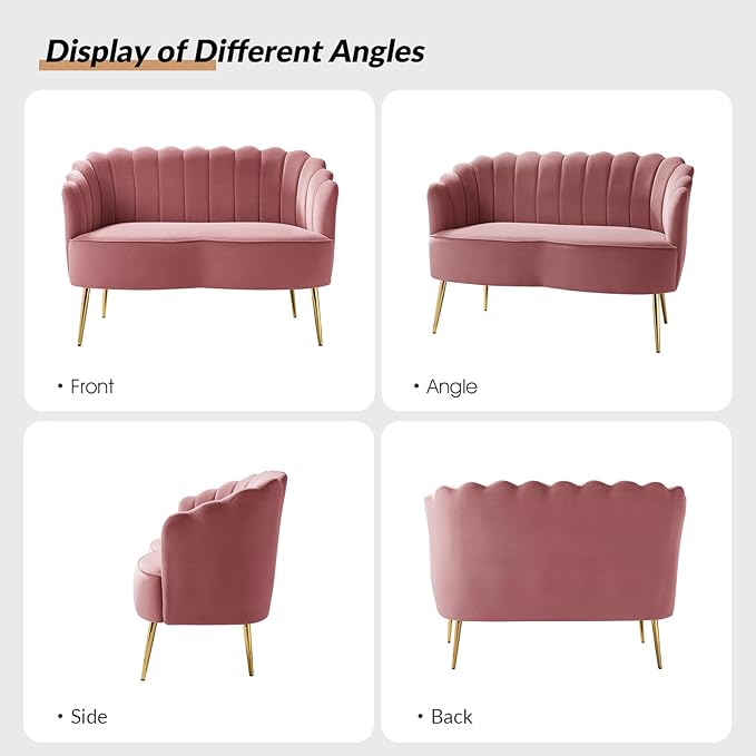 HULALA HOME Modern Velvet Loveseat Sofa