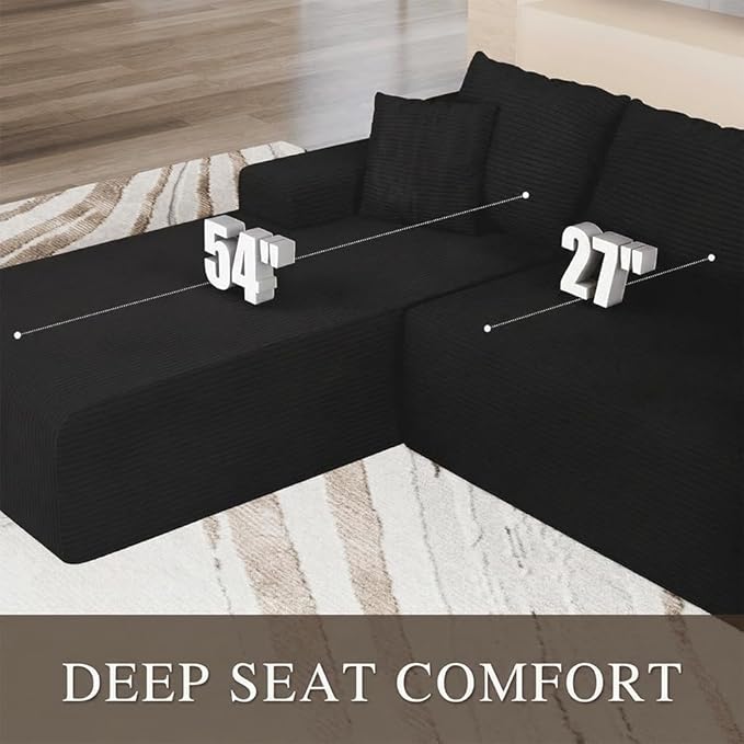 96" L Shaped Modular Sectional Sofa, Boneless Cloud Couch