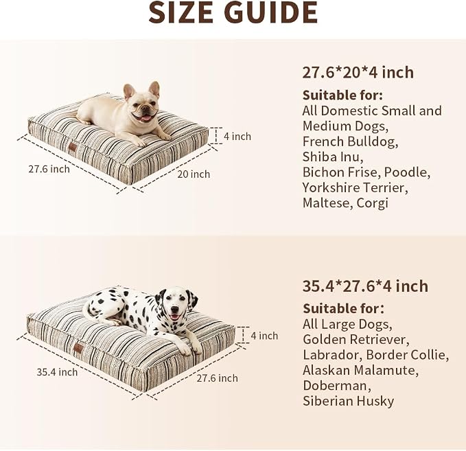 SOMAHE 4 Inch Orthopedic Dog Bed for Crate, 27 x 20 Inch, Coffee Chenille | Washable Removable Cover, Waterproof Inner Liner, Non-Slip Bottom, Orthopedic Dog Crate Mattress for Medium & Large Dogs