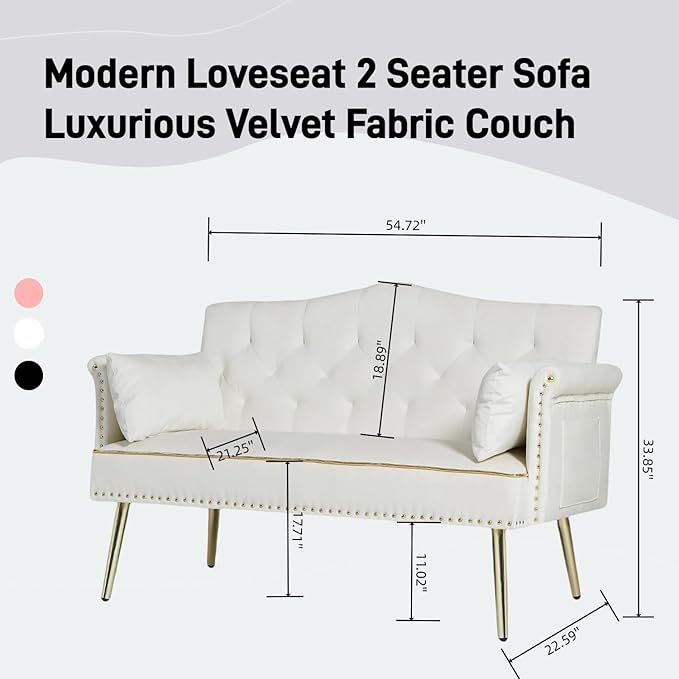 oaaktu Small Velvet Loveseat Sofa