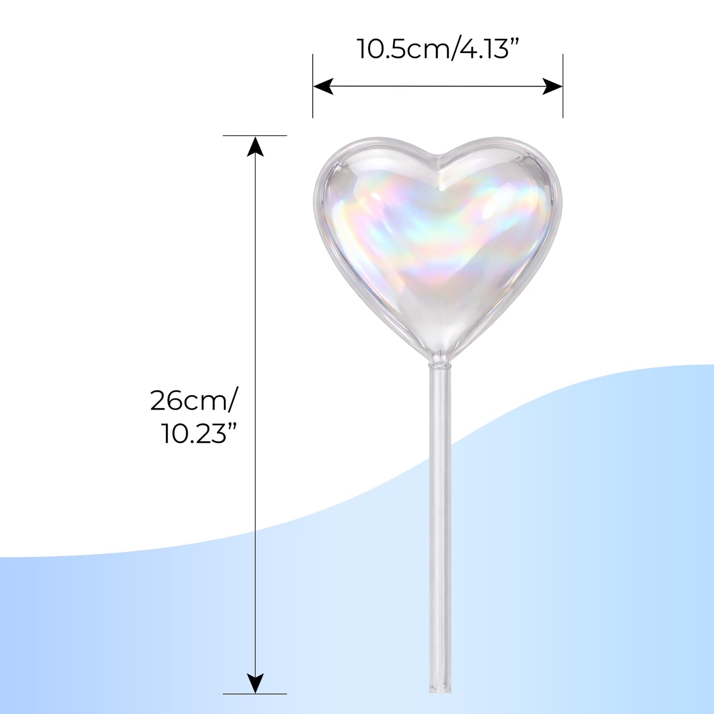 KH866 Heart Plant Water Globe, 4 Pcs Set Iridescent Glass Self Watering Bulbs, Heart Shaped Waterer Dripper for Indoor Plants, Outdoor Flowers, Planter Insert Garden Device for Pots