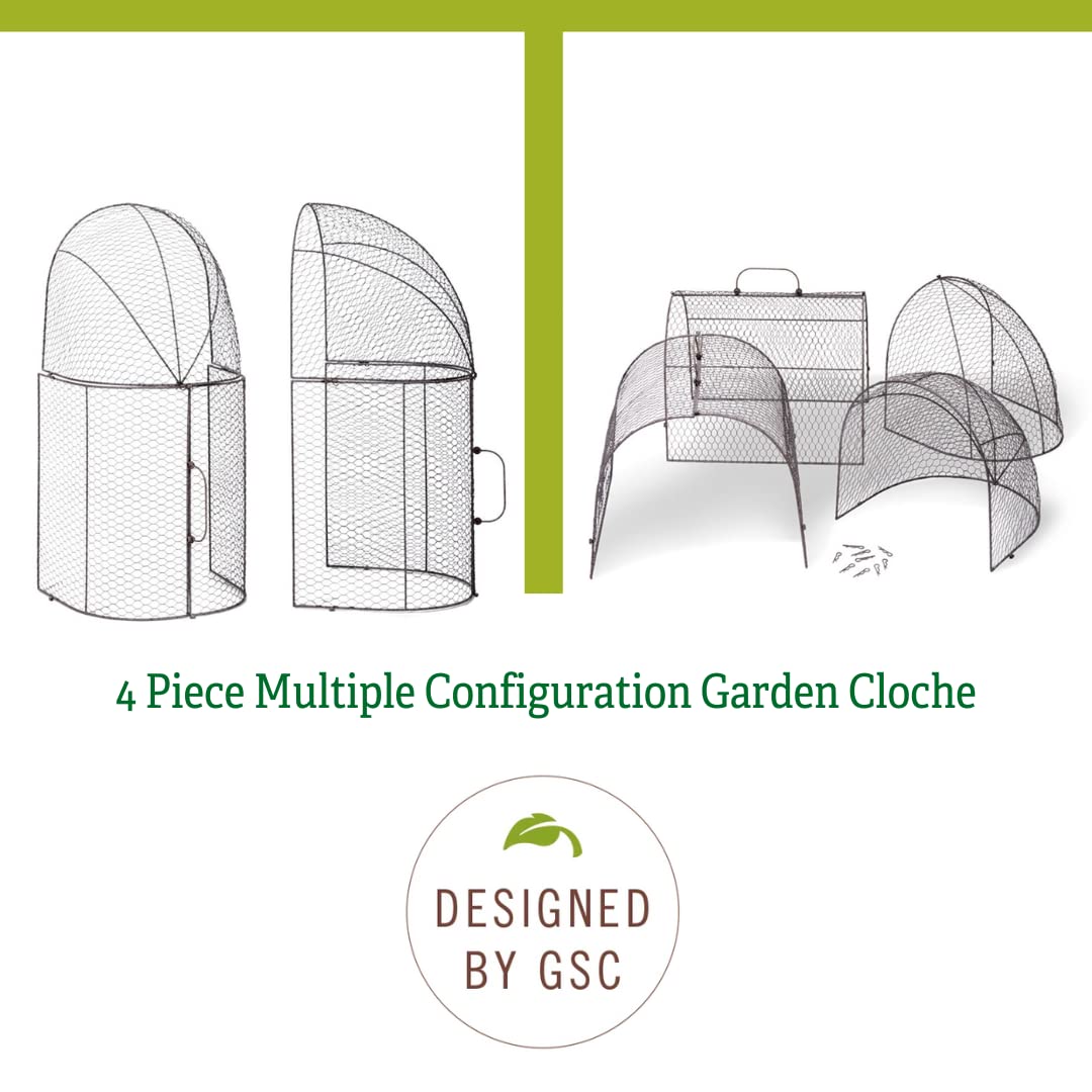 Gardener’s Supply Company Chicken Wire Cloche Garden Plot Plants Cover Protector | Sturdy Arch Metal Tunnel Cage Flowerbeds and Seedlings Garden Protection from Wild Animals | (3-in-1 Set) Extra Large