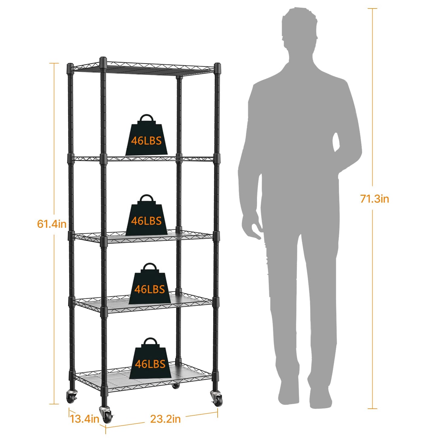 sagrynfp Mini 5-Tier Greenhouse for Indoor Outdoor, 23.2" L×13.4" W×61.4" H Portable Greenhouse with Clear PVC Cover and Metal Shelf for Growing Vegetables, Flowers and Seedlings, with Wheels