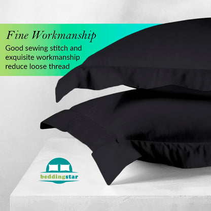 Euro Sham Covers 26x26 Set of 2 Black 600 Thread Count 100% Egyptian Cotton Pack of 2 Euro 26x26 Pillow Covers Cushion Cover Cases Soft Skin Friendly European Size Decorative Square Pillow Shams
