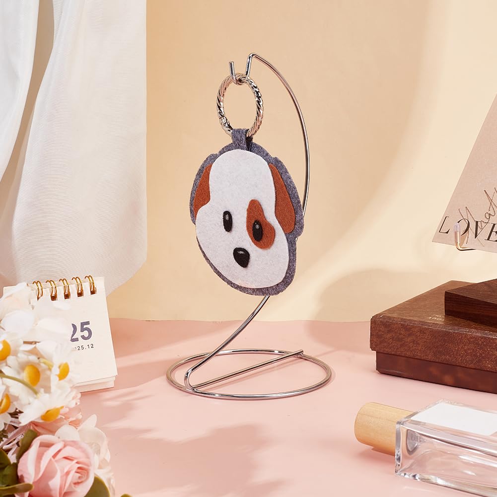 DELORIGIN 6PCS Ornament Display Stand Holder Silver Iron Hanging Hook Rack for Baubles Glass Globe Air Plant Terrarium Witch Ball Wedding Accessories Wind Chimes Handicrafts Displaying 7.87" H