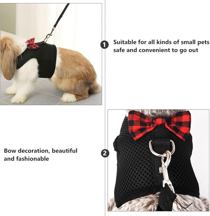 POPETPOP Pet Harness Vest Breathable Mesh Small Animal Chest Strap Adjustable Size M (Chest 30-34Cm) for Rabbits Guinea Pigs Squirrels Walking Outdoors