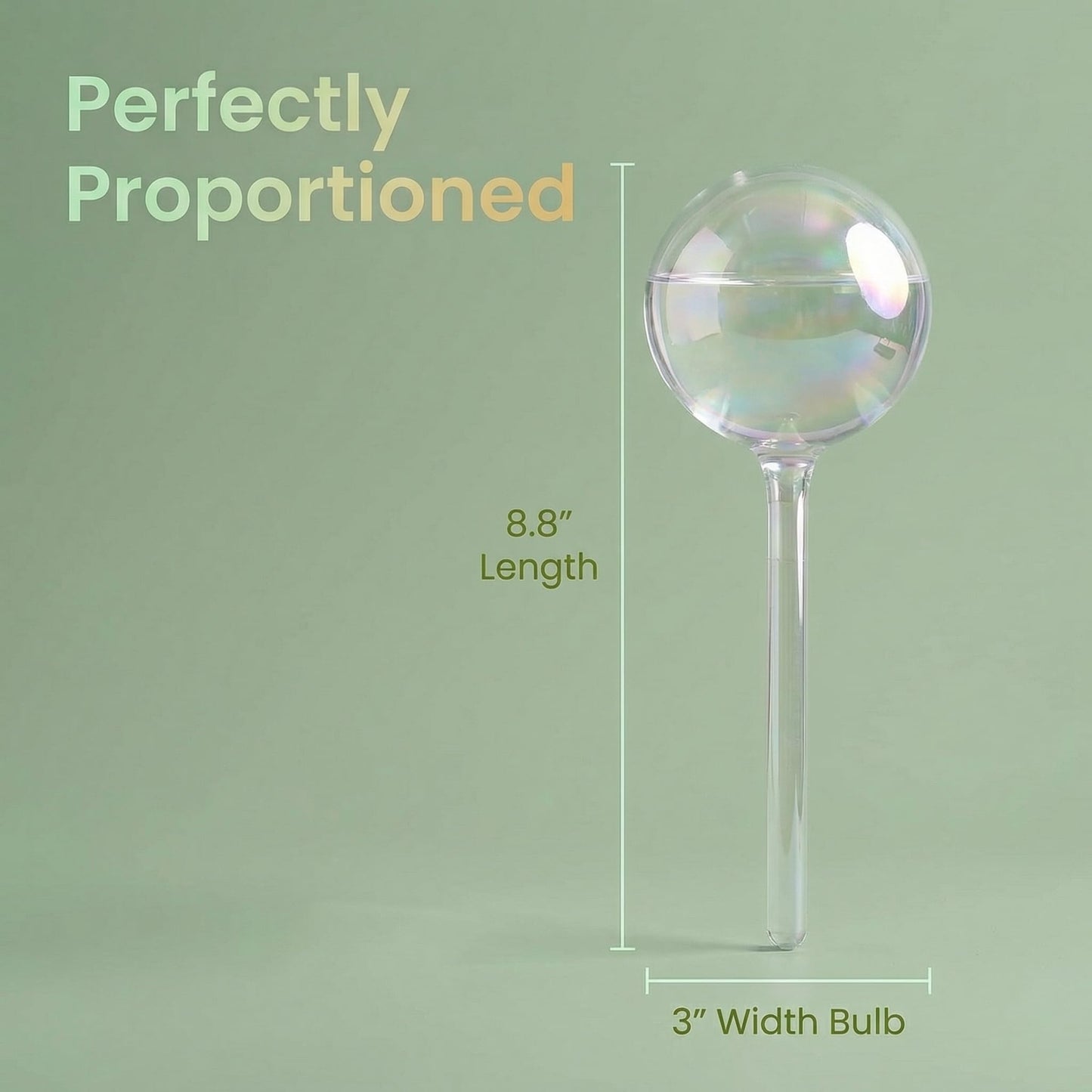 Reifier 4-Pack Large Iridescent Self Watering Globes - Self Watering Bulbs for Indoor & Outdoor Plants - Hand-Blown Water Globes - Aqua Globes for Plants - Measures 8.8" L x 3" D / 7 oz