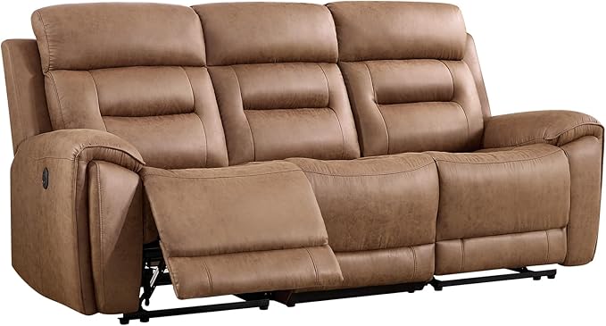 ANJ Power Oversized Reclining Sofa Couch, Breathable Faux Leather 3-Seater