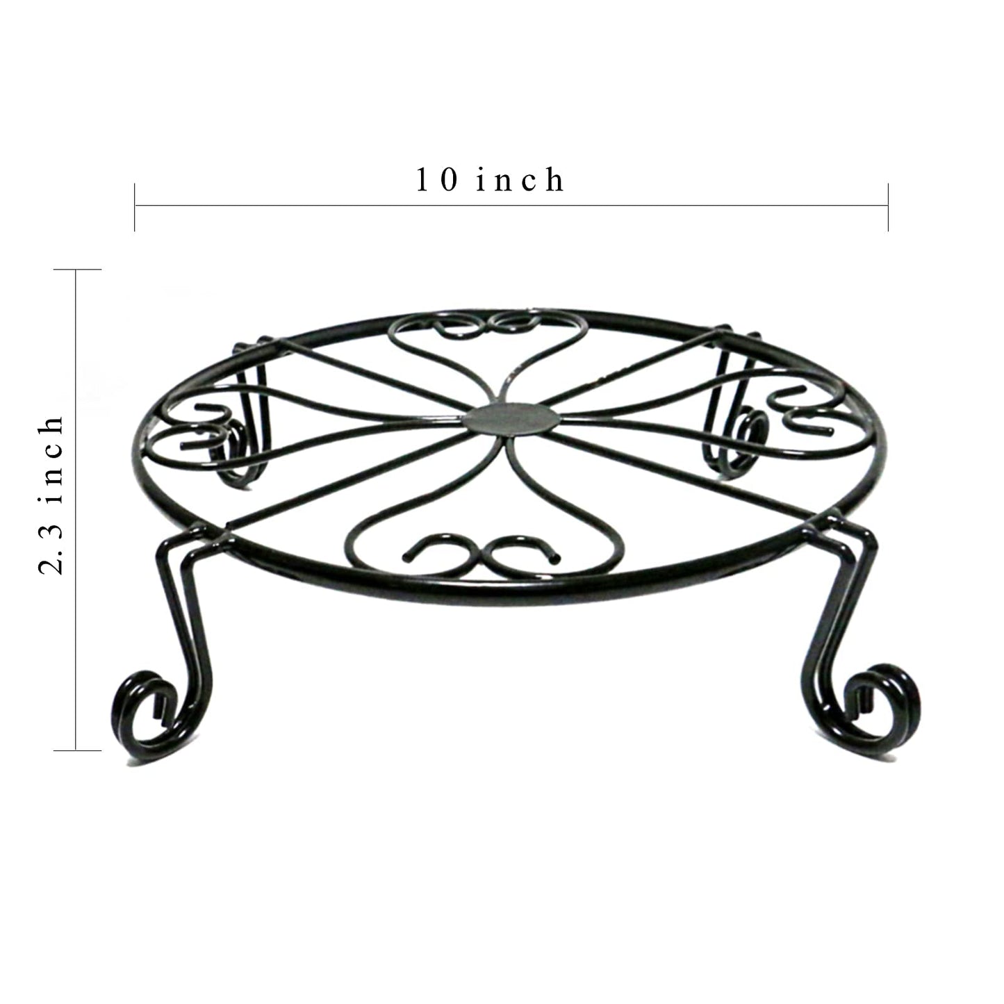 NSYOOMH 2 pack 10" 12" Rustproof Black Metal Plant Stands Heavy Duty Plants Holder Outdoor Indoor, Round Wrought Iron Sturdy Flower Planter Pot Stand, Corner Gardening Inside Potted Plant Risers - 10Inches