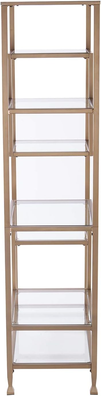 SEI Furniture Jaymes Metal/Glass Asymmetrical Étagère/Bookcase