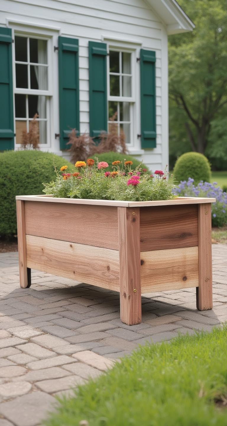 Cedar Raised Garden Bed Planter Box with Legs – Heavy Duty Outdoor Wooden Planter for Vegetables & Flowers, No Bending Elevated Design, Custom Size, Handmade in USA (18in x 15.5in x 16in)