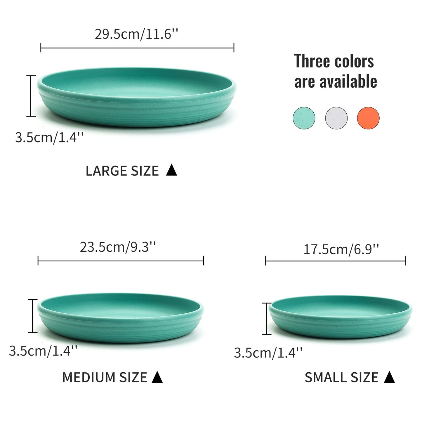 Sungmor Plastic Plant Saucer Drip Trays - Set of 3 (6.8" & 9.2" & 11.5") Emerald Green Plant Pot Saucers Plate - Round Flowerpot Drip Tray for Indoor & Outdoor Potted Plants