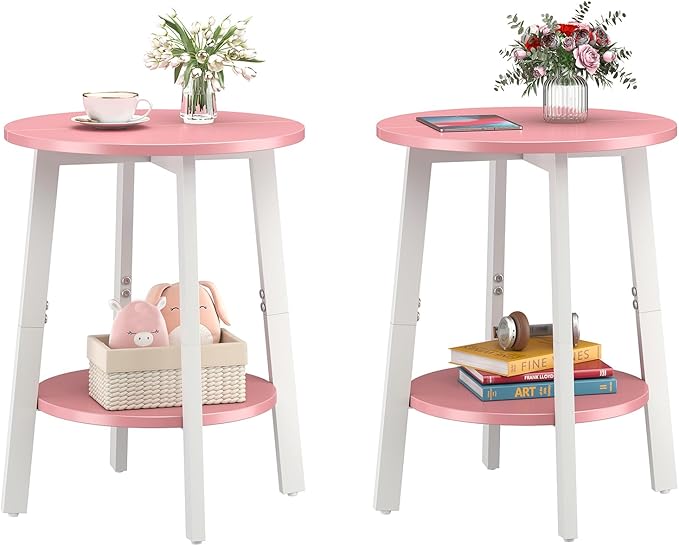 sthmec Side Table Set of 2, Small Round End Table