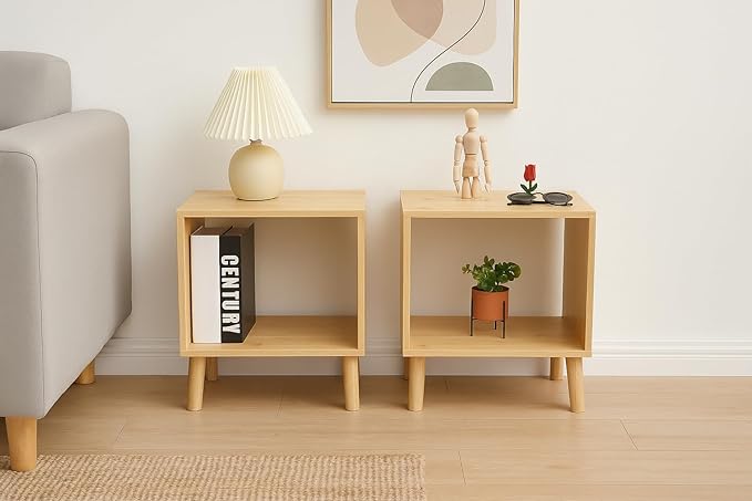 Bamboo Coffee Table Set of 2 – Modern End Tables