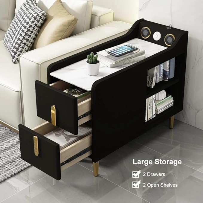 LOVEDIMA Narrow Bedside Table, Slim End Tables