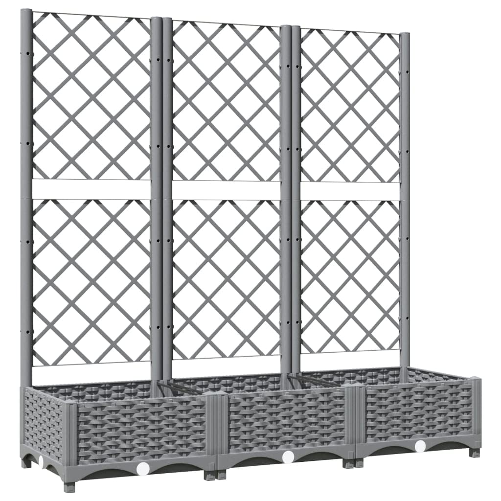 Logeirevo Plastic Garden Planter with Trellis, Outdoor Raised Garden Bed Free-Standing Trellis Planter Box for Vine Climbing Plants Flowers, Light Gray 47.2"x15.7"x47.8" PP,-1745