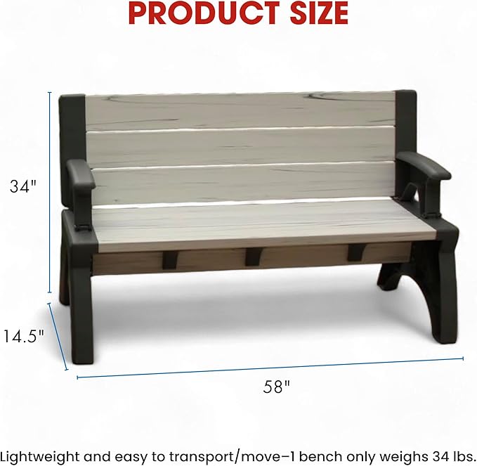 Convert-a-Bench 2-in-1 Outdoor Bench & Picnic Table