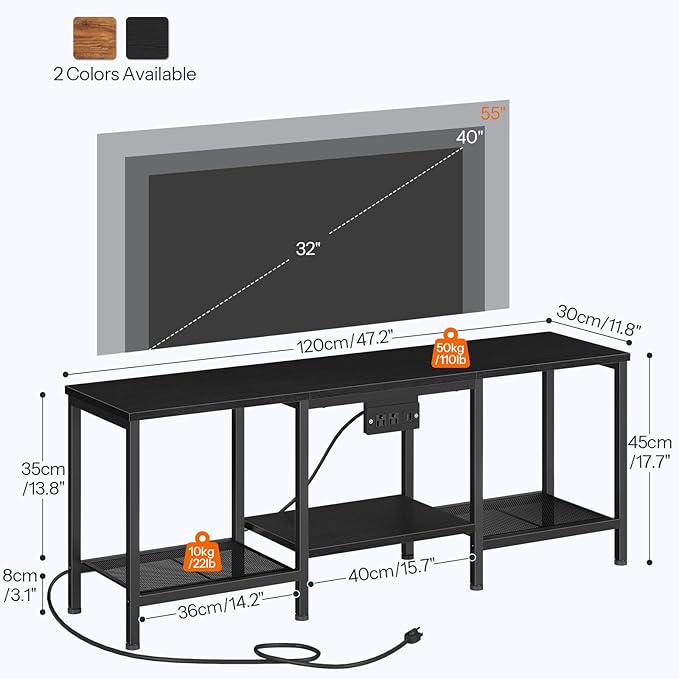 HOOBRO TV Stand with Charging Station to 55 Inches, LED Entertainment Center