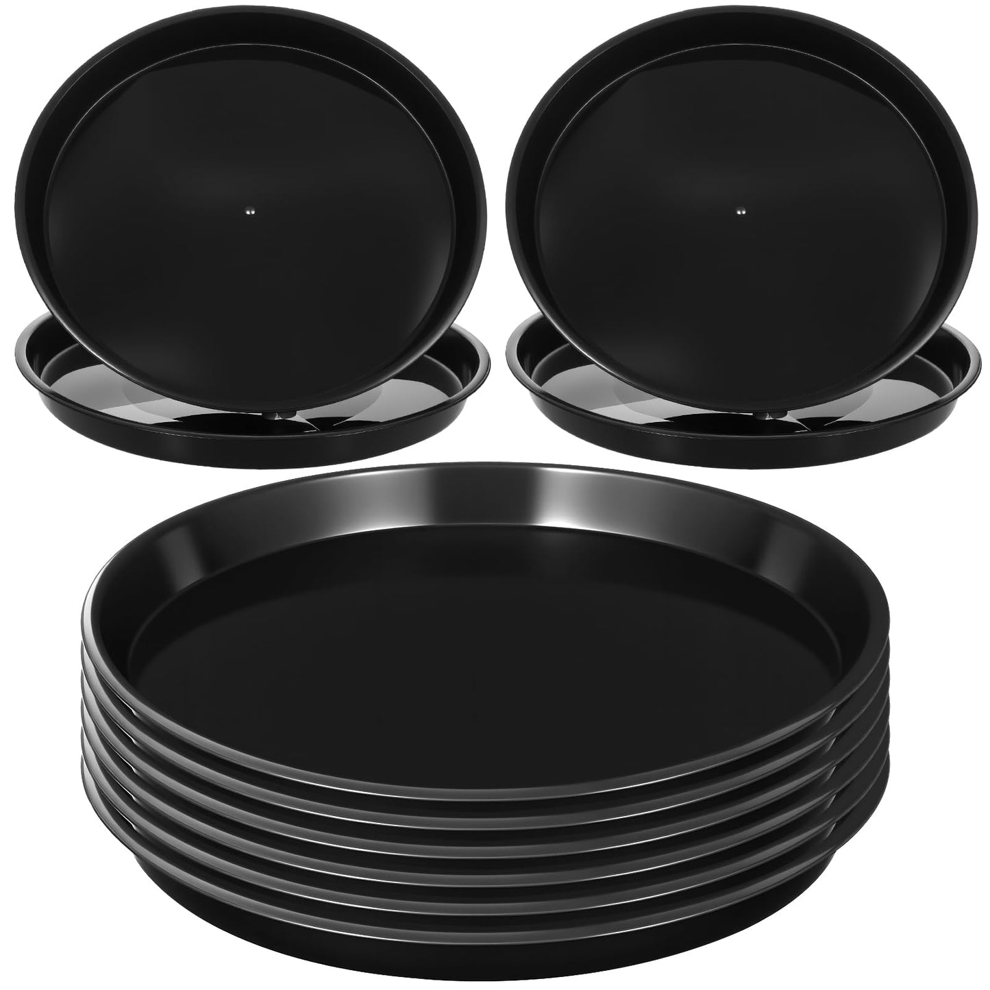 Pafeooui 20Pack 13.4 Inch Plant Saucer, Heavy Duty Black Plastic Plant Trays for Pots – Round Drip Trays for Indoor/Outdoor Flower Planters (13.4" x 13.4" x 1.2")