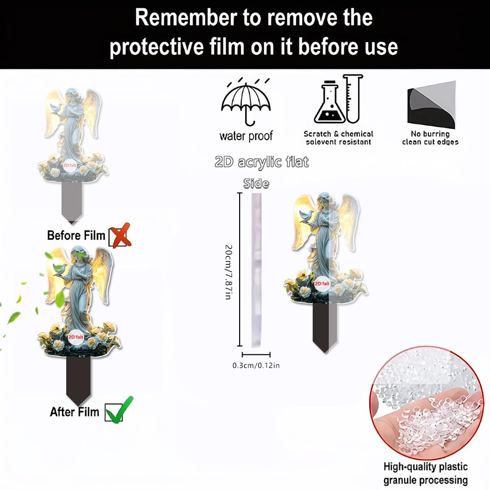 YUEYINGMG Garden Decor, Acrylic 2D Stake, Pot Plants Garden Yard Lawn Outdoor Fairy Statue Ornaments, Fairy Garden Accessories Decoration (Style D)