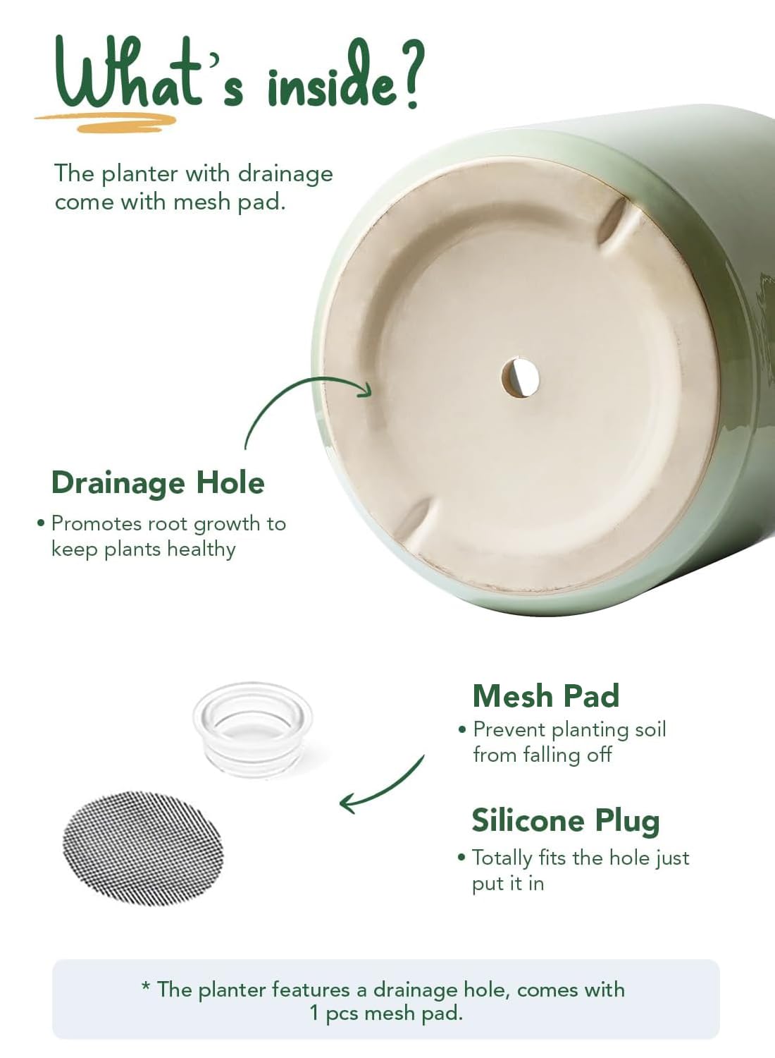 LE TAUCI 12 Inch Pot for Plants, Ceramic Planters for Indoor Plants, Mid-Century Modern Cylinder Flower Pots with Drainage Hole, Fits Fiddle Leaf Fig & Monstera, Home Decor, Sage Green