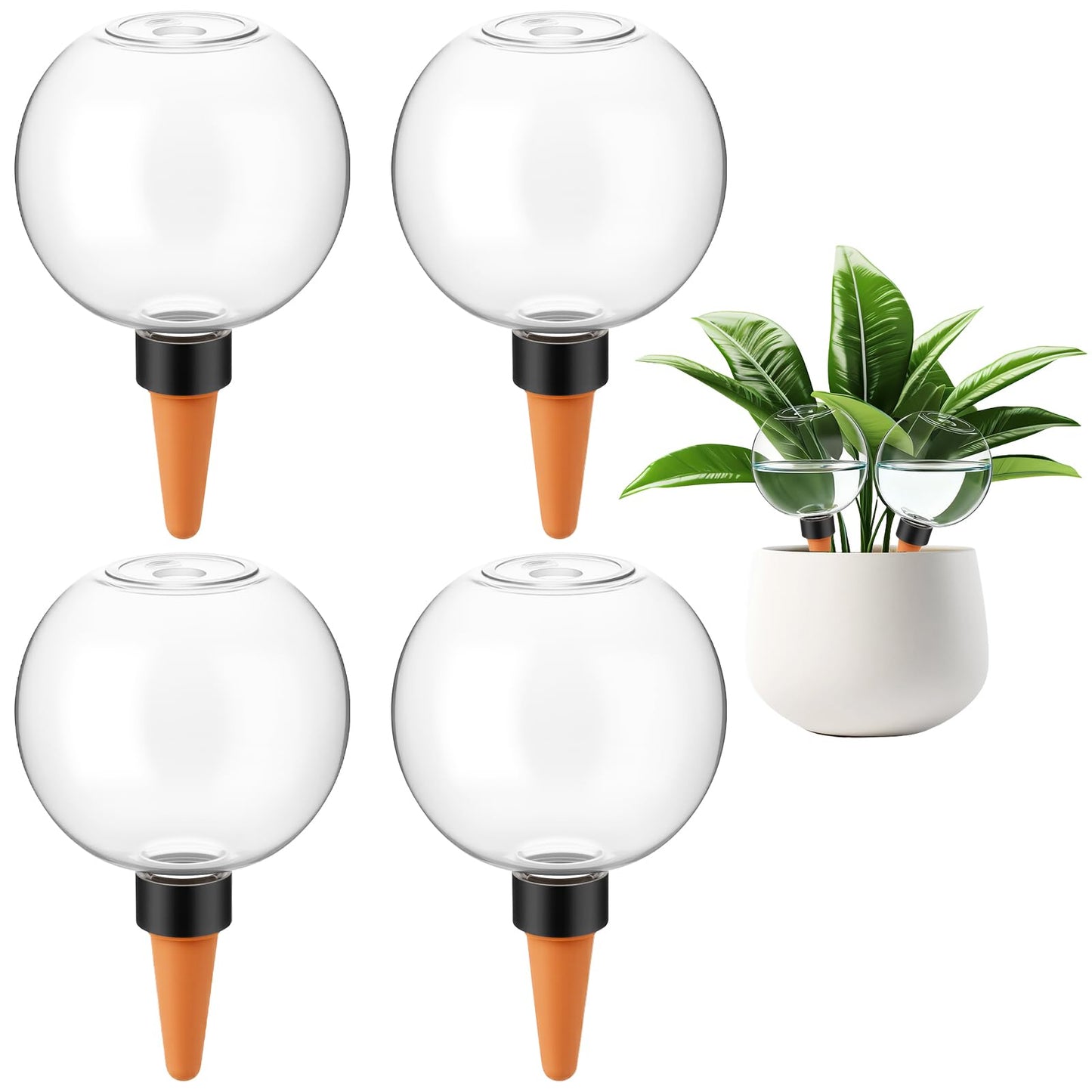 GLOBNGIAO 4 Pcs Self Watering Globes Plastic Automatic Watering Planter for Indoor Plants 17.5 oz drip Irrigation Watering Bulbs with Slow Release Control (Transparent)