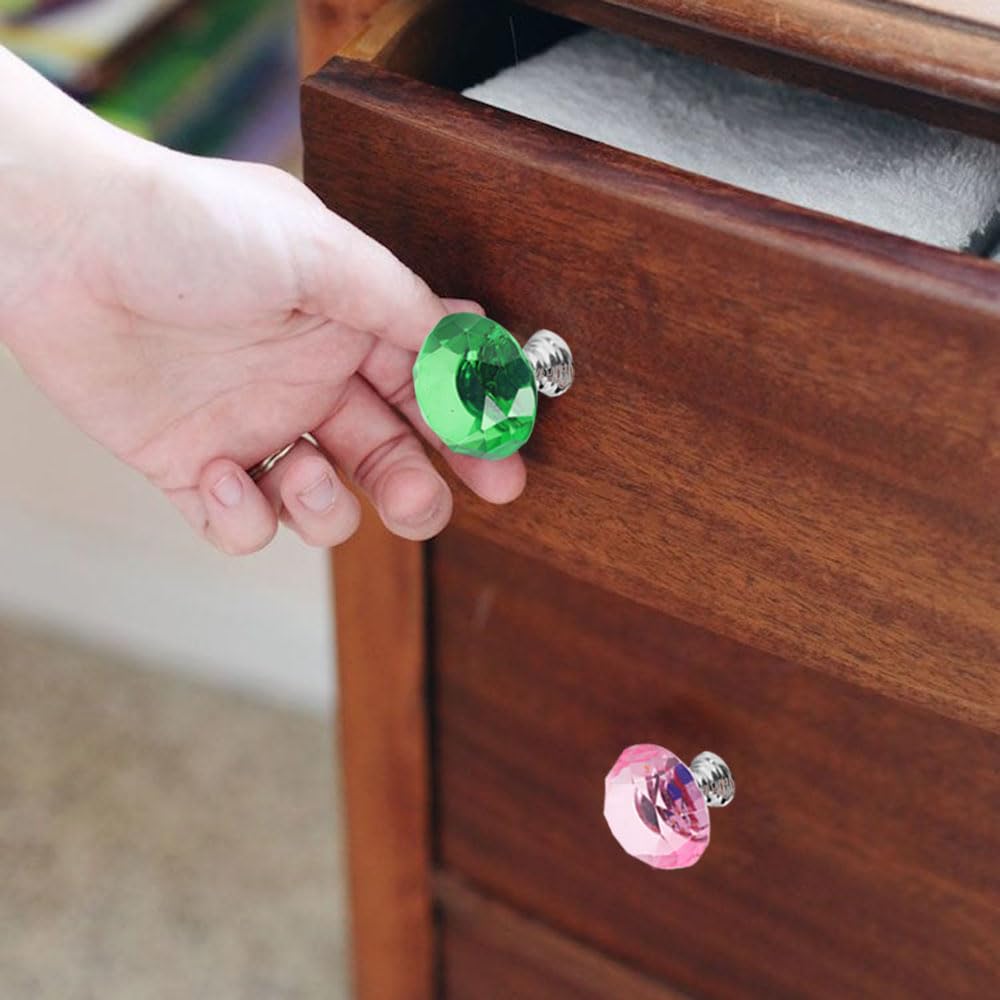 Tkocisa 22 Pack Colorful Crystal Drawer Knobs, 30mm Glass Dresser Knobs Cabinet Diamond Shape Pulls Handle for Wardrobe, Kitchen, Bathroom, Cupboard(11 Colors)