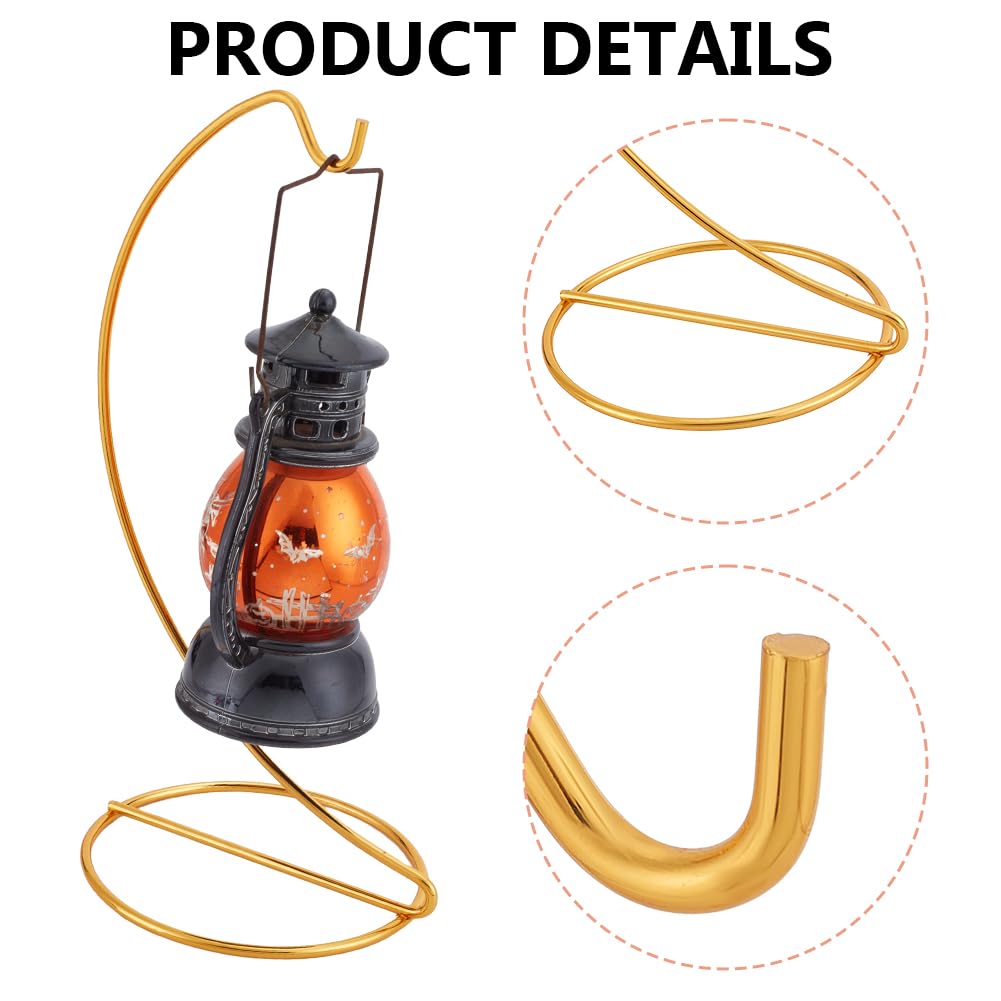 DELORIGIN 6pcs Ornament Display Stand Hanger Holder Glass Globe Iron Wire Stand Hanging Hook Rack for Christmas Lanterns Hanging Air Plant Terrarium Witch Ball Decor DIY Art Craft Display(Golden)