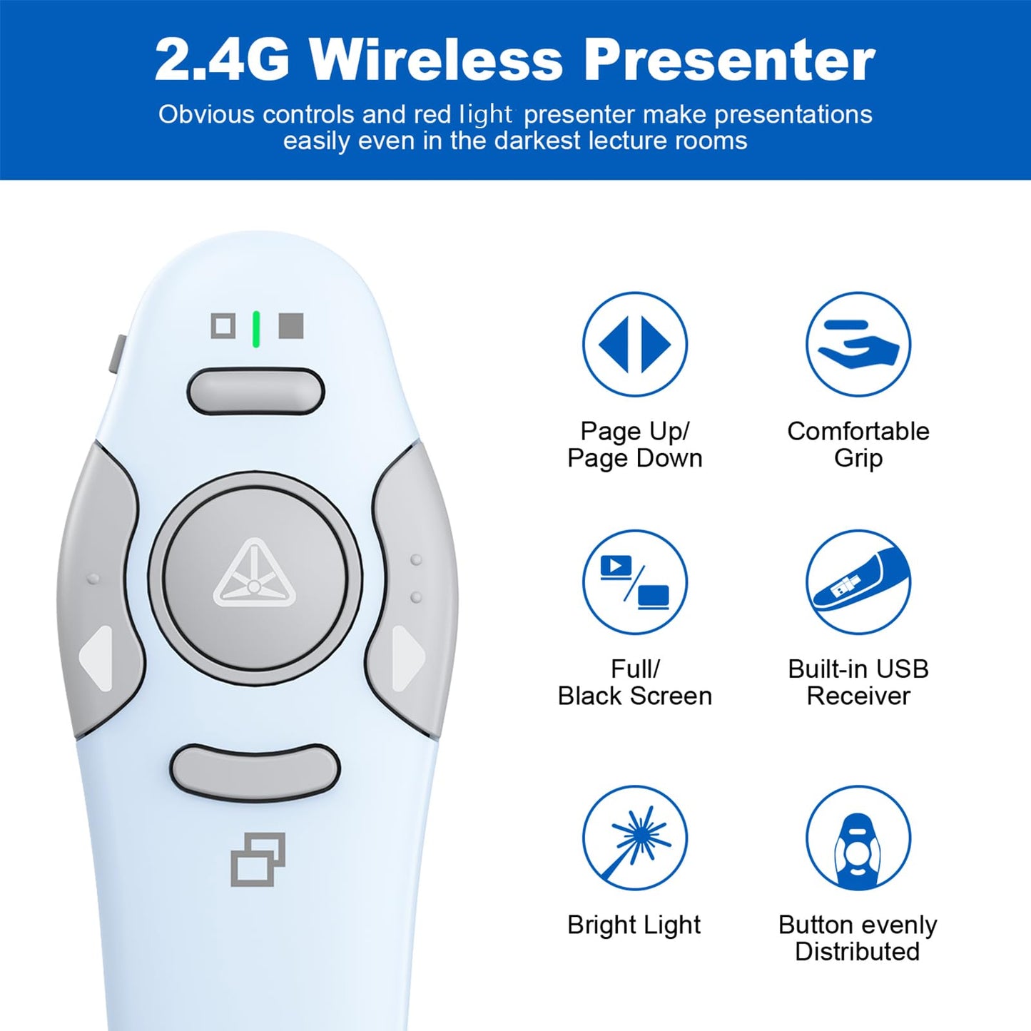 QUI Presenter Clicker USB A&C Bundle | Pen-Shaped Purple & Remote-Shaped Blue