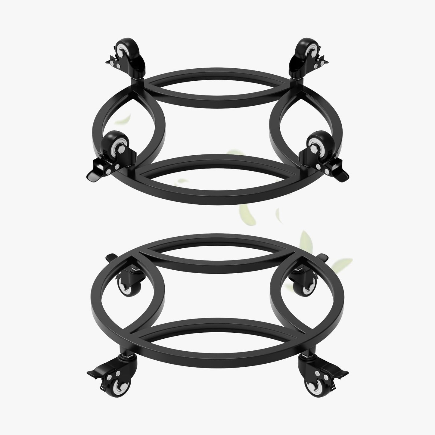 Zhongma 2 Pack Dia.15" x 3.5" H Round Plant Caddy with Wheels, Fully Assembled, Heavy Duty Construction, 300 Lbs Capacity, Load-Bearing Wheels with Brakes, No Installation Required