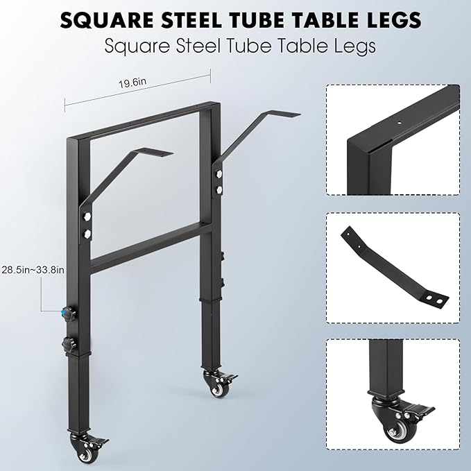 19.6-Inch Depth Workbench Frame, Height Adjustable 28.5" to 33.8", Heavy Duty