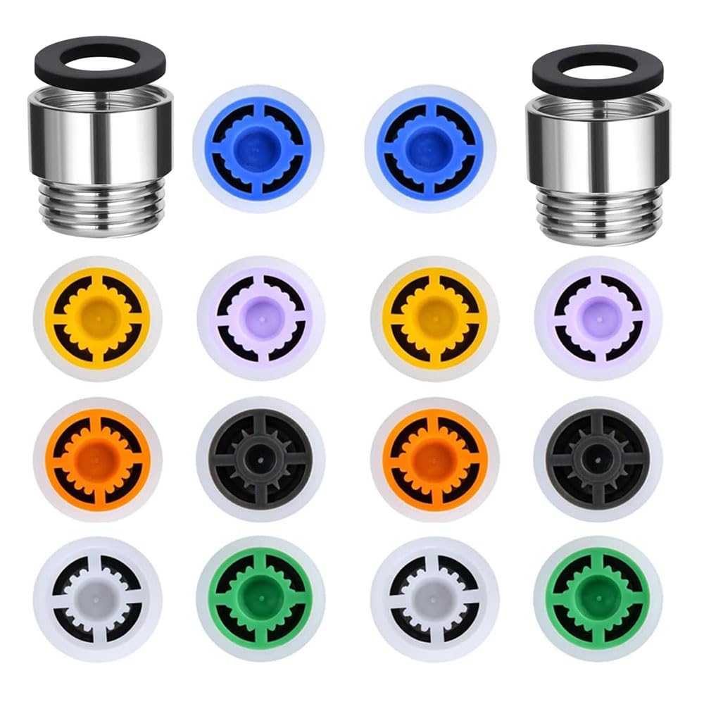 Bestgle 2 Sets 7 Shower Flow Reducer Limiter Set, Water Flow Saver Adapter 1/2 Inch Flow Restrictor, Control Valve for Fixed Shower Head Handheld Shower 1.2/1.5/1.8/2/ 2.2/2.5 GPM