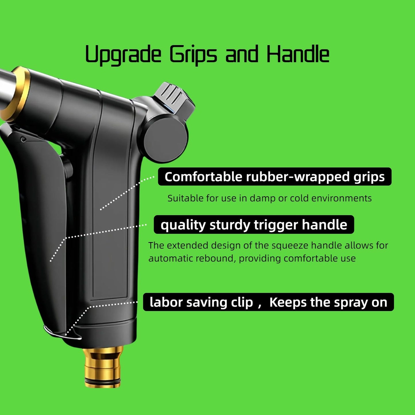 BEEBTBMAKE Upgrade Garden Hose Nozzle Sprayer - Heavy Duty Adjustable Water Hose Nozzle with 3/4" GHT Quick Connector for Car Washing, Cleaning, Watering Plants and Showering Pets