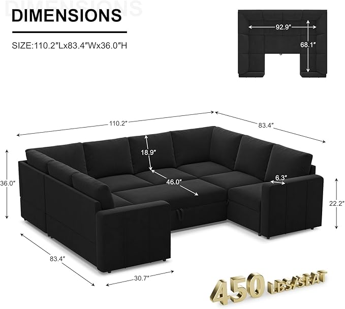 Belffin Modular Sectional Sleeper Sofa Bed