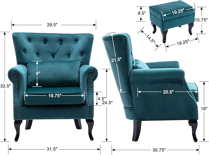Mid Century Modern Accent Chair Upholstered Armchair Comfy Velvet Tufted