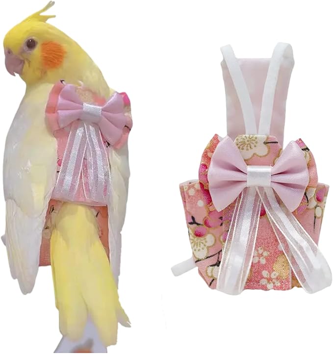 Bird Flight Suits Diapers, Parrot Diapers for Monk Parakeets, Cockatiels, Parrot Clothes Costume, Bird Training Nappy Suit Liners Clothes (Small,Light Pink)