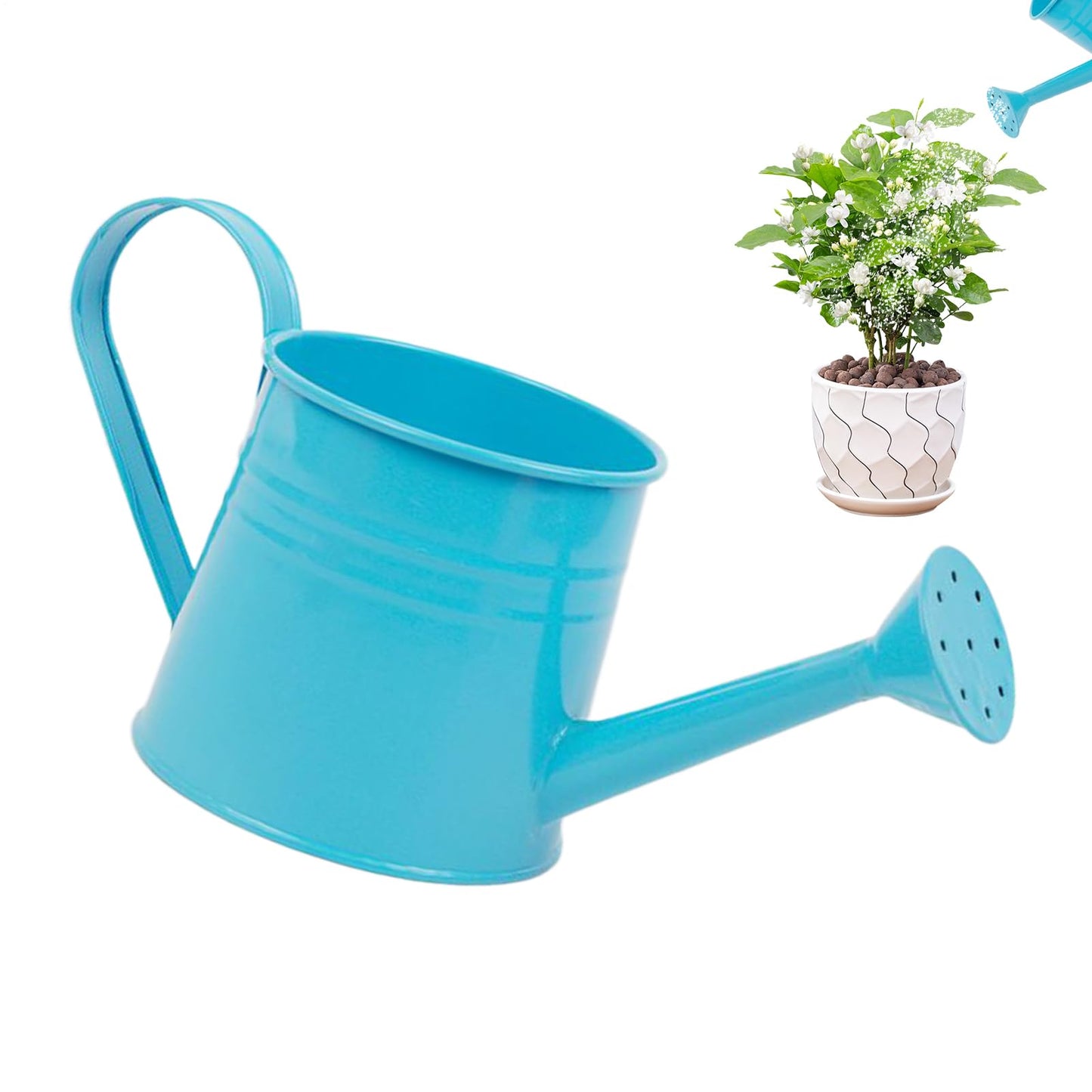 Metal Watering Can 1L Garden Plant Watering Cans with Long Spout Metal Sprinkling Can Flower Plant Gardening Arrangement Bucket for Outdoor and Indoor
