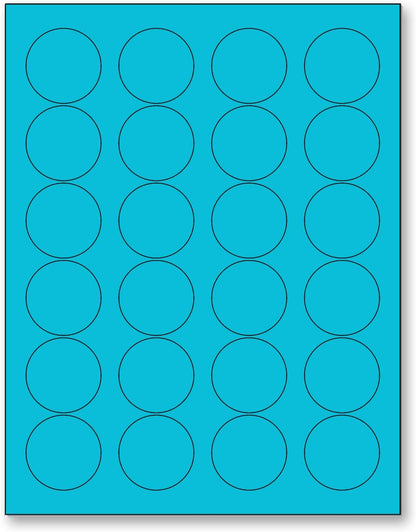 NextDayLabels - 8-1/2 x 11 Neon Color High Light Fluorescent Labels for Laser & Inkjet Printer (Blue Fluorescent, 1.66" Round - 24 Per Page | 600 Labels)