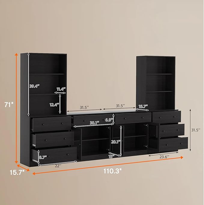 TUSY 71" Large TV Stand Set