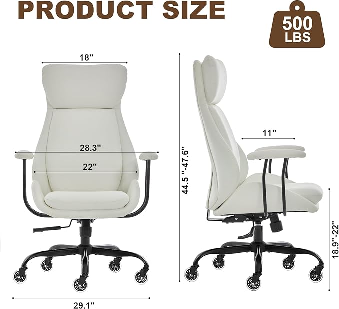E-Motie Office Chair, Leather Desk Chair