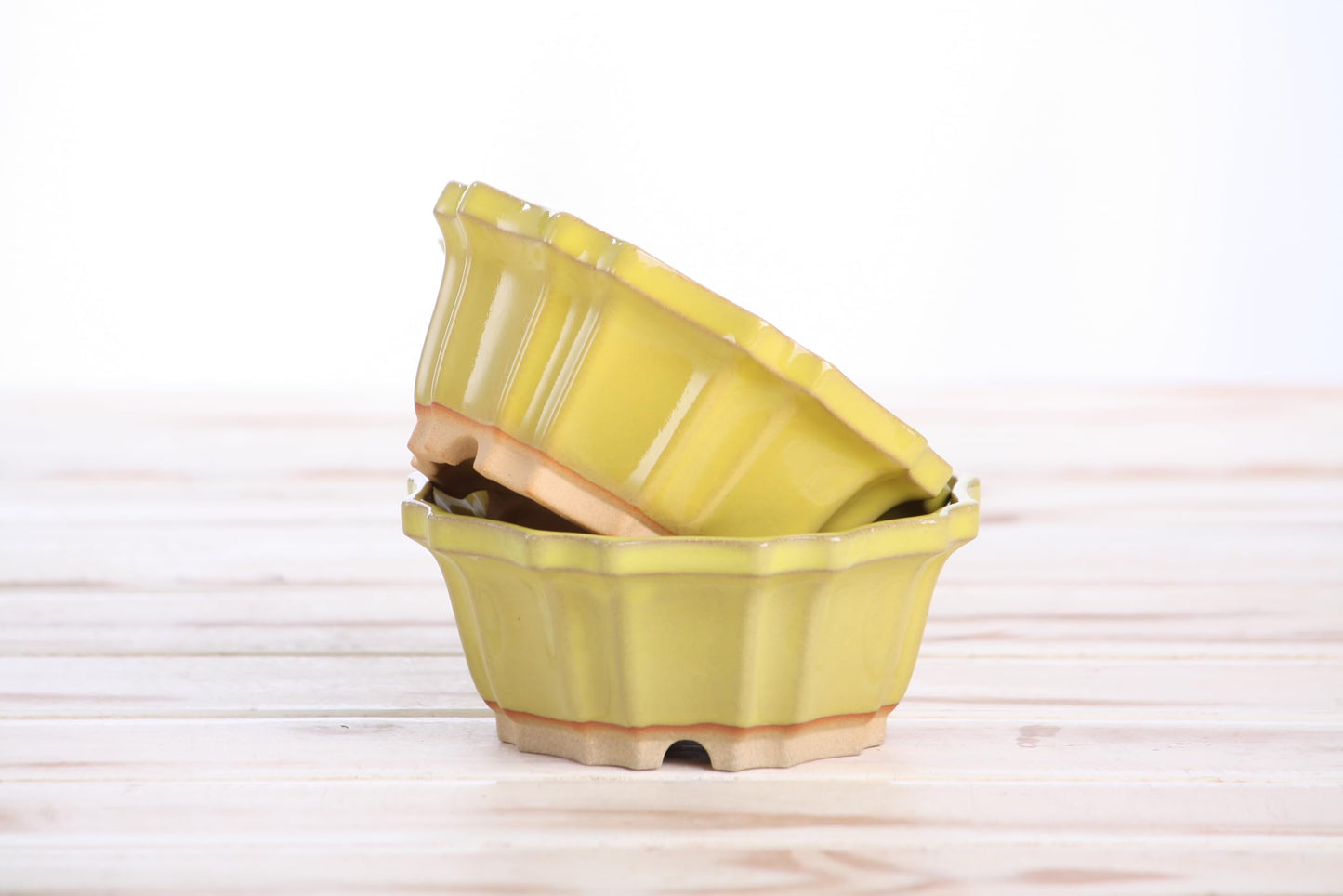 Willow Bonsai Ceramics Flower Design Bonsai Pot 4.5 Inch – Elegant Ceramic Bonsai & Succulent Planter, High‑Fired Frost‑Proof Stoneware with Drainage & Wiring Holes, Handmade in USA (Yellow)