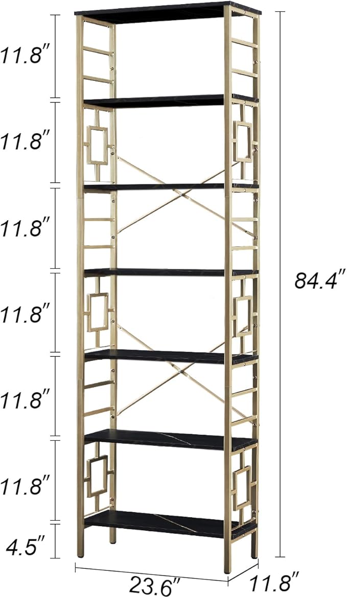 HOMISSUE Bookcase, 7-Tier Tall Bookshelf Metal Bookcase and Bookshelves