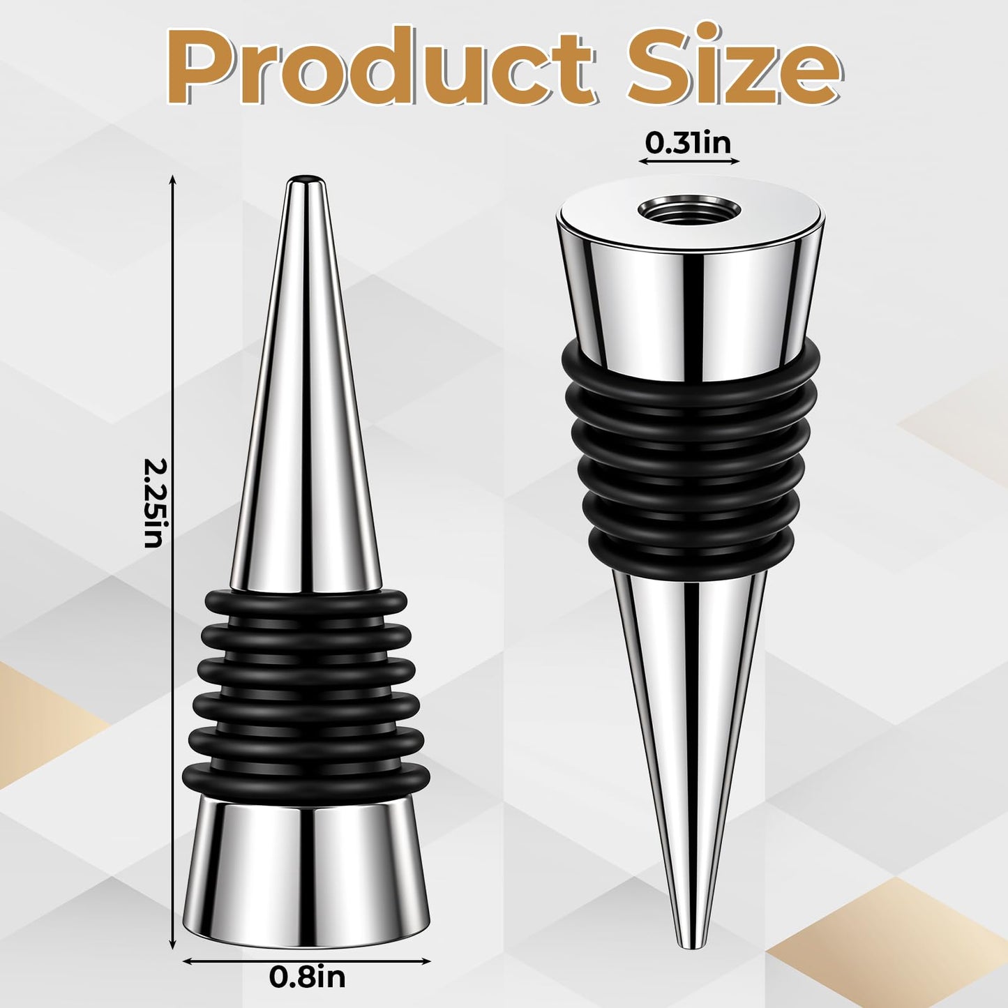 HANLANXUE 30Pcs Stainless Steel Wine Stoppers, Reusable Corks Decorative Bottle and Beverage Stoppers for DIY Wedding Bar Party Holiday Kitchen